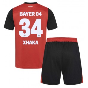 Billiga Bayer Leverkusen Granit Xhaka #34 Hemmatröja Barn 2024-25 Kortärmad (+ Korta byxor)